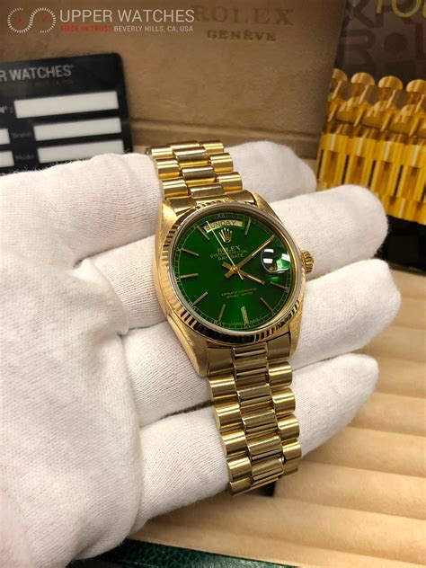 rolex 18k green|vintage rolex 18k gold day.